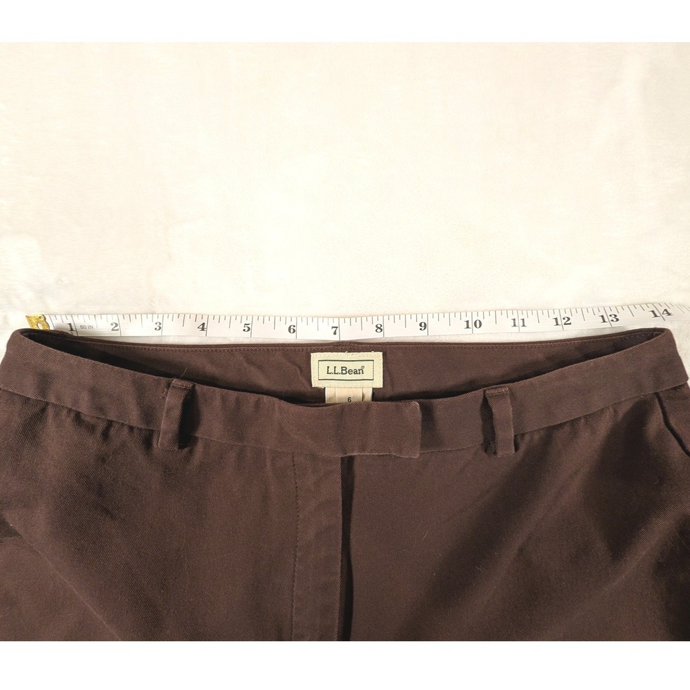 LL Bean Womens Brown Cotton Lycra Straight Crop Capri Pants Stretch Size 6 Reg - Picture 6 of 8